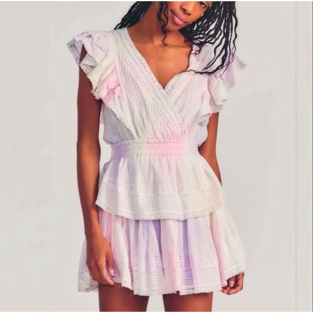 LoveShackFancy Gwen Mini Dress Tie Dye‎ Size Small